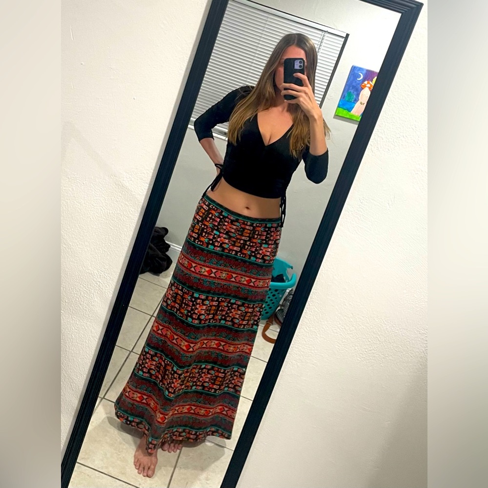 Boho patterned maxi skirt